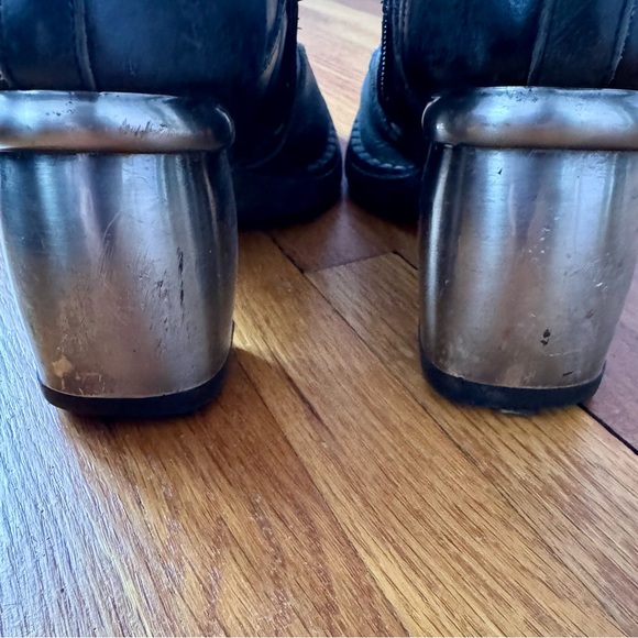 New Rock Black Leather Women's Boots with Metal Heels Size 8 - Picture 10 of 11